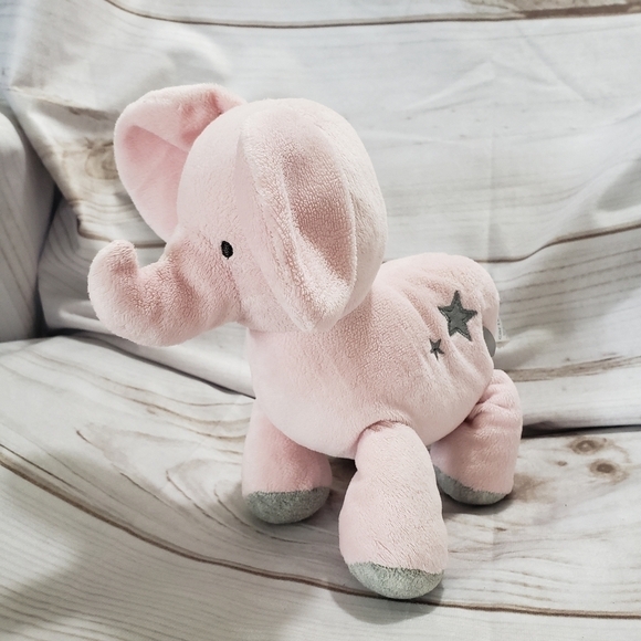 Carters Waggy Pink Elephant 10" Musical Plush Gray Stars Twinkle Little Star 17 - Picture 1 of 10